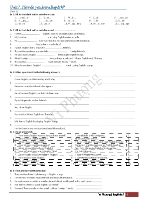 Bài tập ôn luyện bài 7 Tiếng anh lớp 5 - Vi Phượng